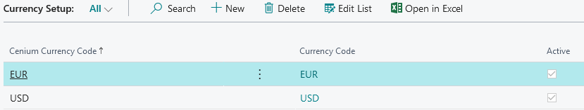 Currency Setup