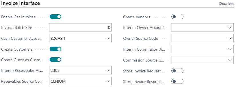 Property setup page (Invoice tab)